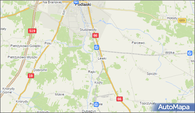 mapa Lewki gmina Bielsk Podlaski, Lewki gmina Bielsk Podlaski na mapie Targeo