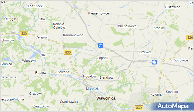 mapa Łopatki gmina Wąwolnica, Łopatki gmina Wąwolnica na mapie Targeo