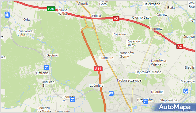 mapa Lućmierz-Ośrodek, Lućmierz-Ośrodek na mapie Targeo