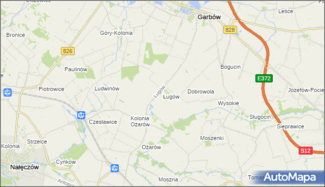 mapa Ługów gmina Jastków, Ługów gmina Jastków na mapie Targeo