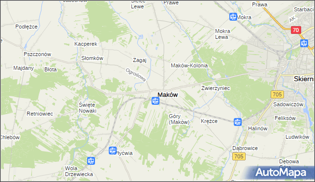 mapa Maków powiat skierniewicki, Maków powiat skierniewicki na mapie Targeo