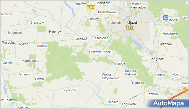 mapa Maksymów gmina Ujazd, Maksymów gmina Ujazd na mapie Targeo