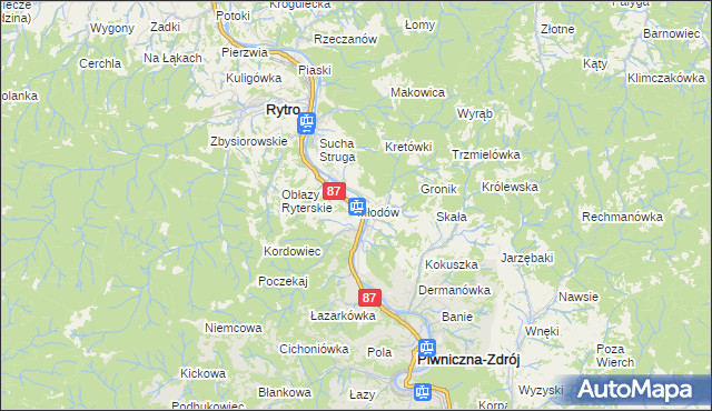 mapa Młodów gmina Piwniczna-Zdrój, Młodów gmina Piwniczna-Zdrój na mapie Targeo