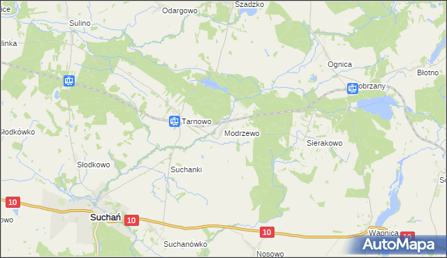 mapa Modrzewo, Modrzewo na mapie Targeo