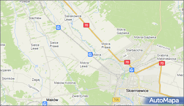 mapa Mokra gmina Skierniewice, Mokra gmina Skierniewice na mapie Targeo