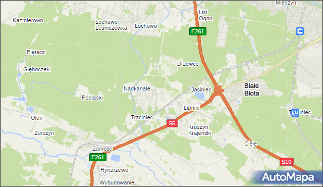 mapa Murowaniec gmina Białe Błota, Murowaniec gmina Białe Błota na mapie Targeo