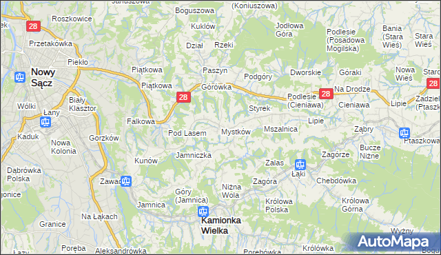mapa Mystków, Mystków na mapie Targeo