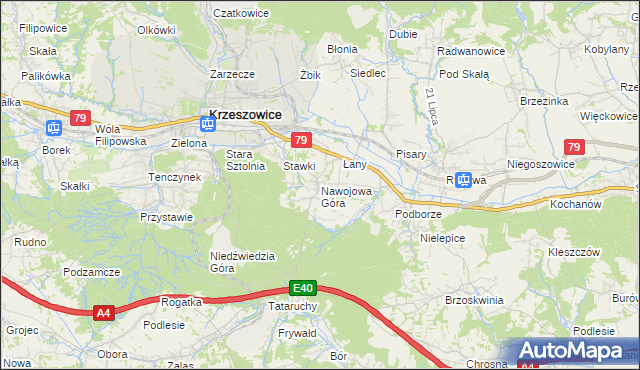 mapa Nawojowa Góra, Nawojowa Góra na mapie Targeo