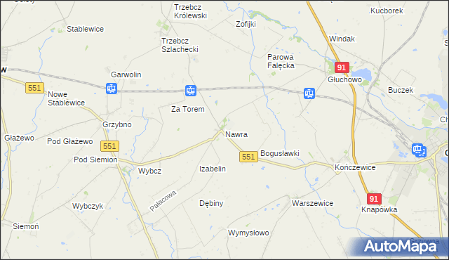 mapa Nawra gmina Chełmża, Nawra gmina Chełmża na mapie Targeo