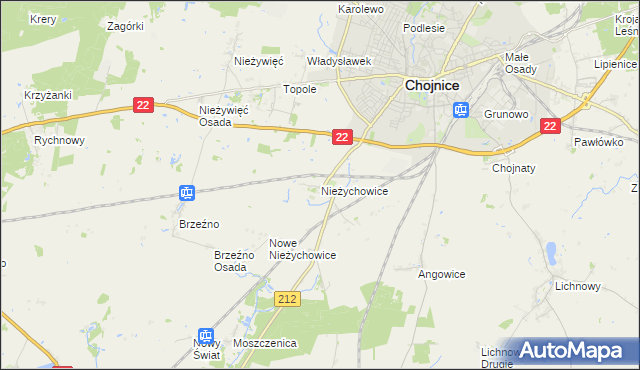 mapa Nieżychowice, Nieżychowice na mapie Targeo