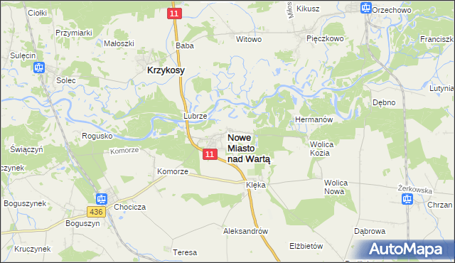mapa Nowe Miasto nad Wartą, Nowe Miasto nad Wartą na mapie Targeo