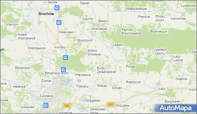 mapa Olszowiec gmina Brochów, Olszowiec gmina Brochów na mapie Targeo