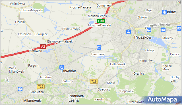 mapa Parzniew, Parzniew na mapie Targeo