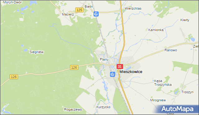 mapa Plany gmina Mieszkowice, Plany gmina Mieszkowice na mapie Targeo