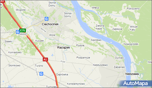mapa Podole gmina Raciążek, Podole gmina Raciążek na mapie Targeo