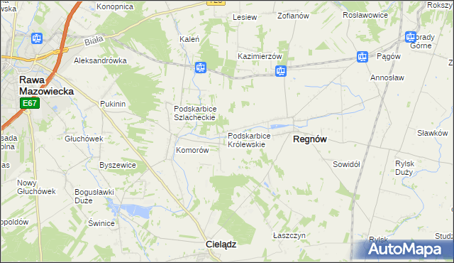 mapa Podskarbice Królewskie, Podskarbice Królewskie na mapie Targeo