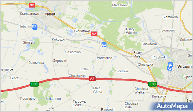mapa Podstolice gmina Nekla, Podstolice gmina Nekla na mapie Targeo