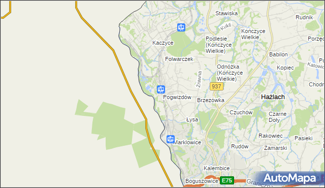 mapa Pogwizdów gmina Hażlach, Pogwizdów gmina Hażlach na mapie Targeo