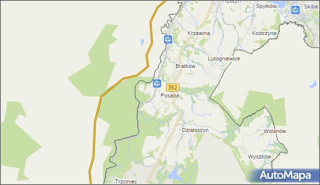 mapa Posada gmina Bogatynia, Posada gmina Bogatynia na mapie Targeo