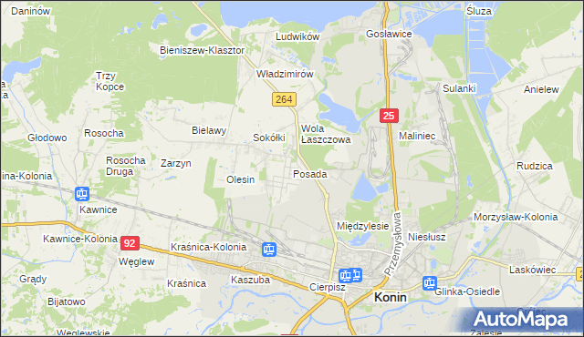 mapa Posada gmina Kazimierz Biskupi, Posada gmina Kazimierz Biskupi na mapie Targeo
