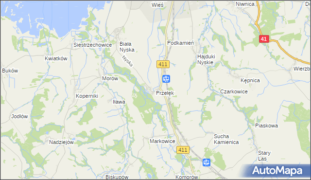 mapa Przełęk gmina Nysa, Przełęk gmina Nysa na mapie Targeo