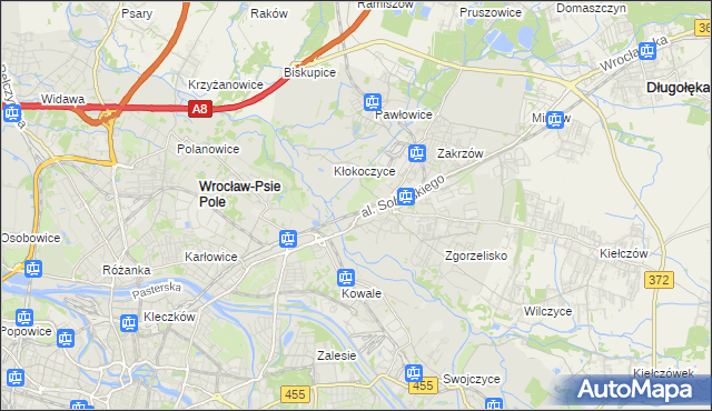 mapa Psie Pole gmina Wrocław, Psie Pole gmina Wrocław na mapie Targeo