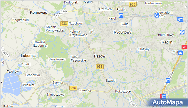mapa Pszów, Pszów na mapie Targeo