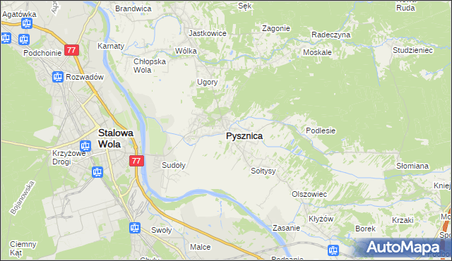 mapa Pysznica, Pysznica na mapie Targeo