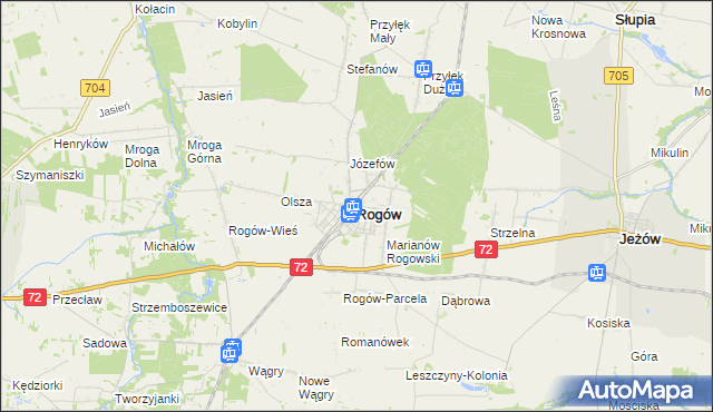 mapa Rogów powiat brzeziński, Rogów powiat brzeziński na mapie Targeo