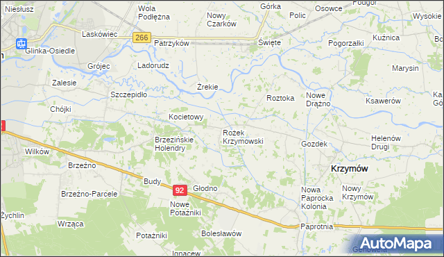 mapa Rożek Krzymowski, Rożek Krzymowski na mapie Targeo