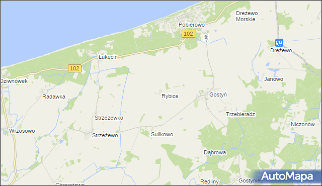 mapa Rybice, Rybice na mapie Targeo