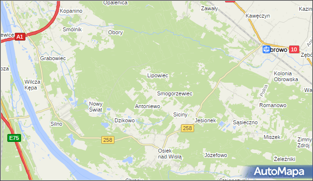 mapa Smogorzewiec, Smogorzewiec na mapie Targeo