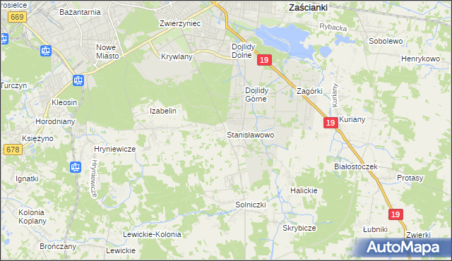 mapa Stanisławowo gmina Juchnowiec Kościelny, Stanisławowo gmina Juchnowiec Kościelny na mapie Targeo