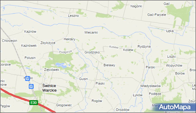 mapa Strachów gmina Świnice Warckie, Strachów gmina Świnice Warckie na mapie Targeo
