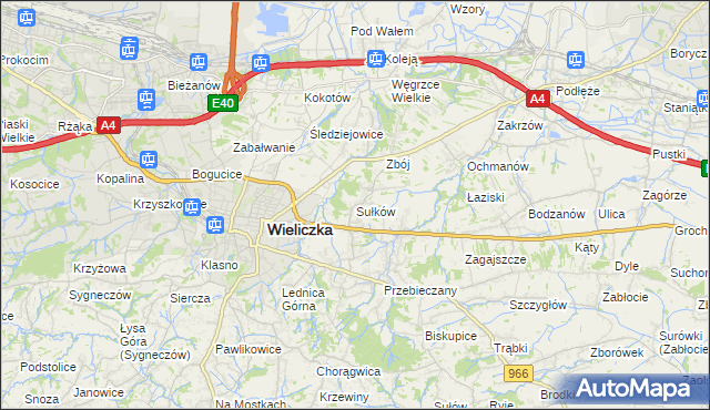 mapa Sułków gmina Wieliczka, Sułków gmina Wieliczka na mapie Targeo