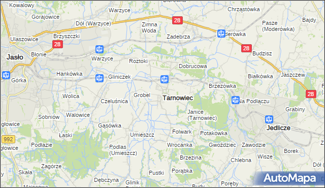 mapa Tarnowiec powiat jasielski, Tarnowiec powiat jasielski na mapie Targeo