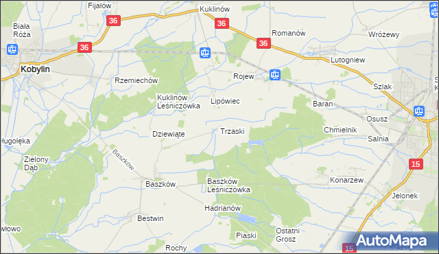 mapa Trzaski gmina Zduny, Trzaski gmina Zduny na mapie Targeo