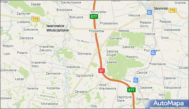 mapa Widoma gmina Iwanowice, Widoma gmina Iwanowice na mapie Targeo