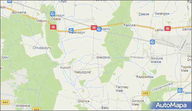 mapa Wierzbno gmina Odolanów, Wierzbno gmina Odolanów na mapie Targeo