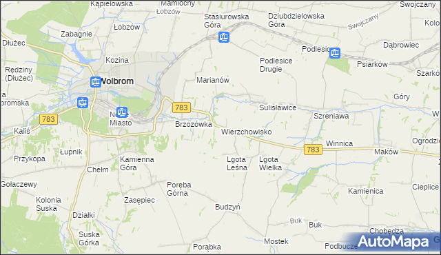 mapa Wierzchowisko gmina Wolbrom, Wierzchowisko gmina Wolbrom na mapie Targeo