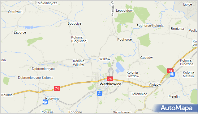 mapa Wilków gmina Werbkowice, Wilków gmina Werbkowice na mapie Targeo