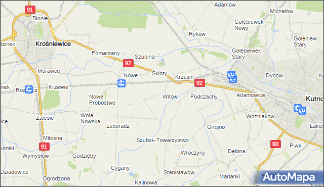 mapa Witów gmina Krośniewice, Witów gmina Krośniewice na mapie Targeo