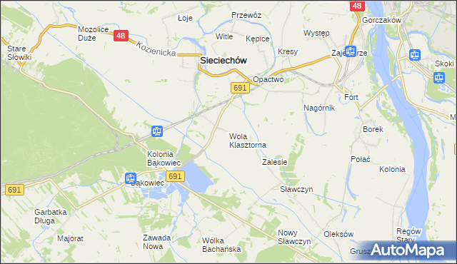 mapa Wola Klasztorna, Wola Klasztorna na mapie Targeo