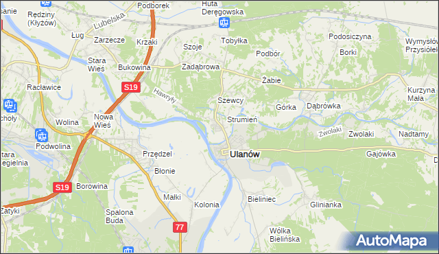 mapa Wólka Tanewska, Wólka Tanewska na mapie Targeo