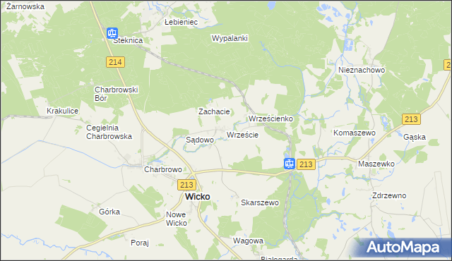 mapa Wrzeście gmina Wicko, Wrzeście gmina Wicko na mapie Targeo