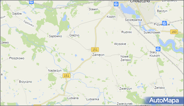 mapa Zamęcin, Zamęcin na mapie Targeo
