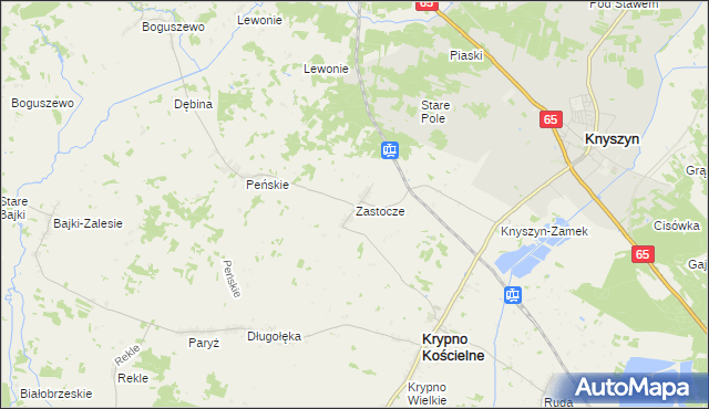mapa Zastocze gmina Krypno, Zastocze gmina Krypno na mapie Targeo