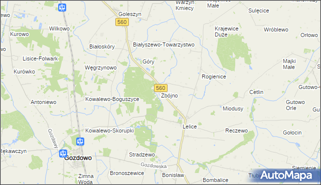 mapa Zbójno gmina Gozdowo, Zbójno gmina Gozdowo na mapie Targeo