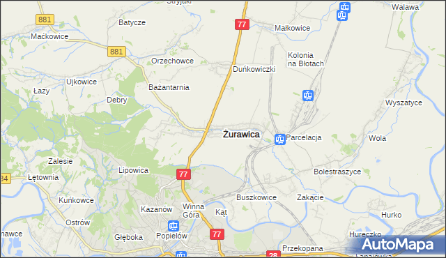 mapa Żurawica powiat przemyski, Żurawica powiat przemyski na mapie Targeo