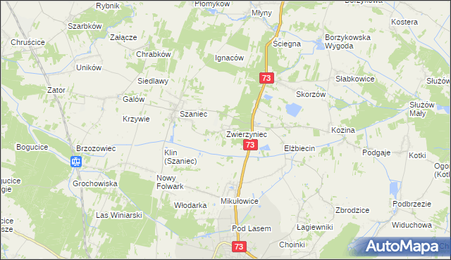 mapa Zwierzyniec gmina Busko-Zdrój, Zwierzyniec gmina Busko-Zdrój na mapie Targeo